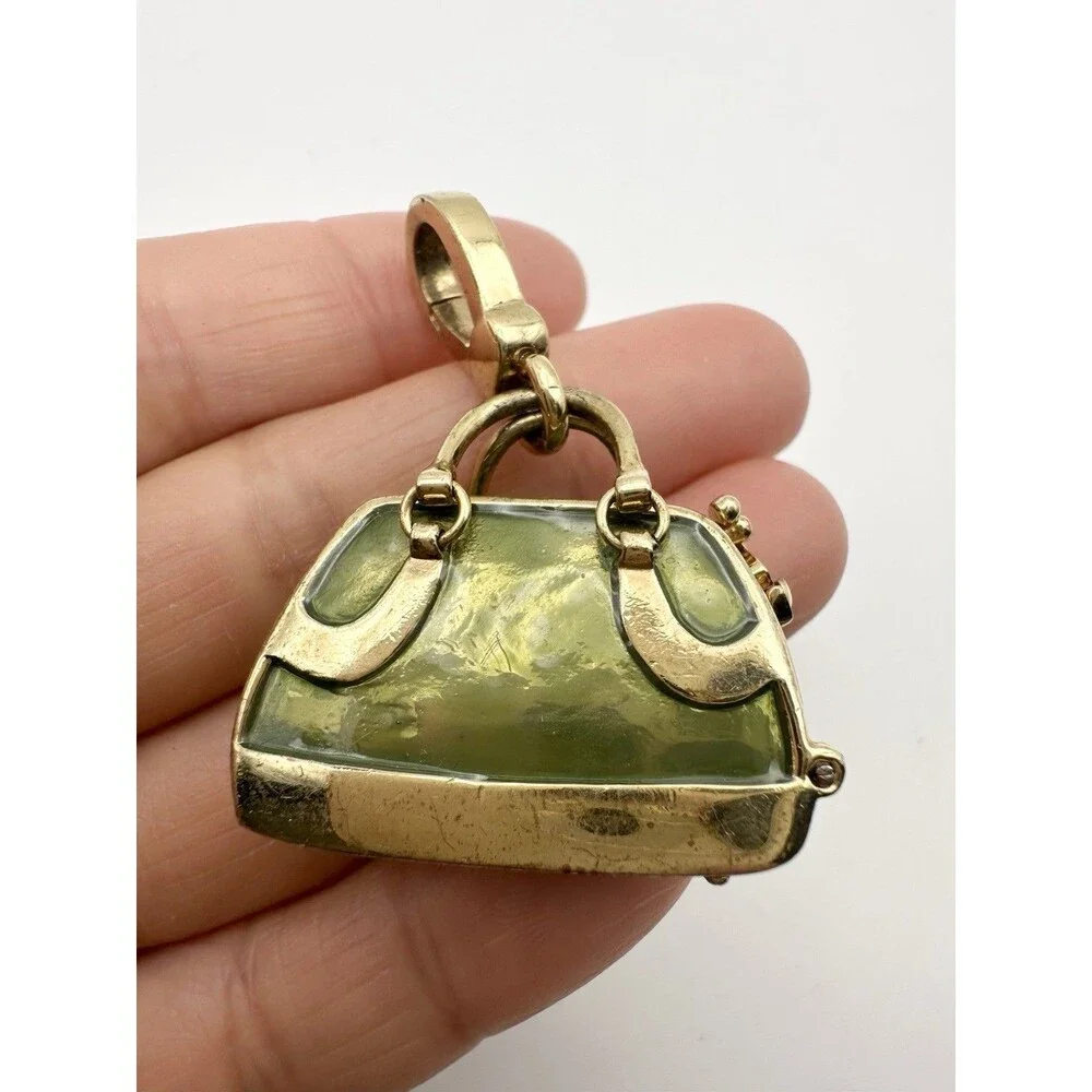 Juicy Couture 2004 Green and Gold Dog Carrier Charm
